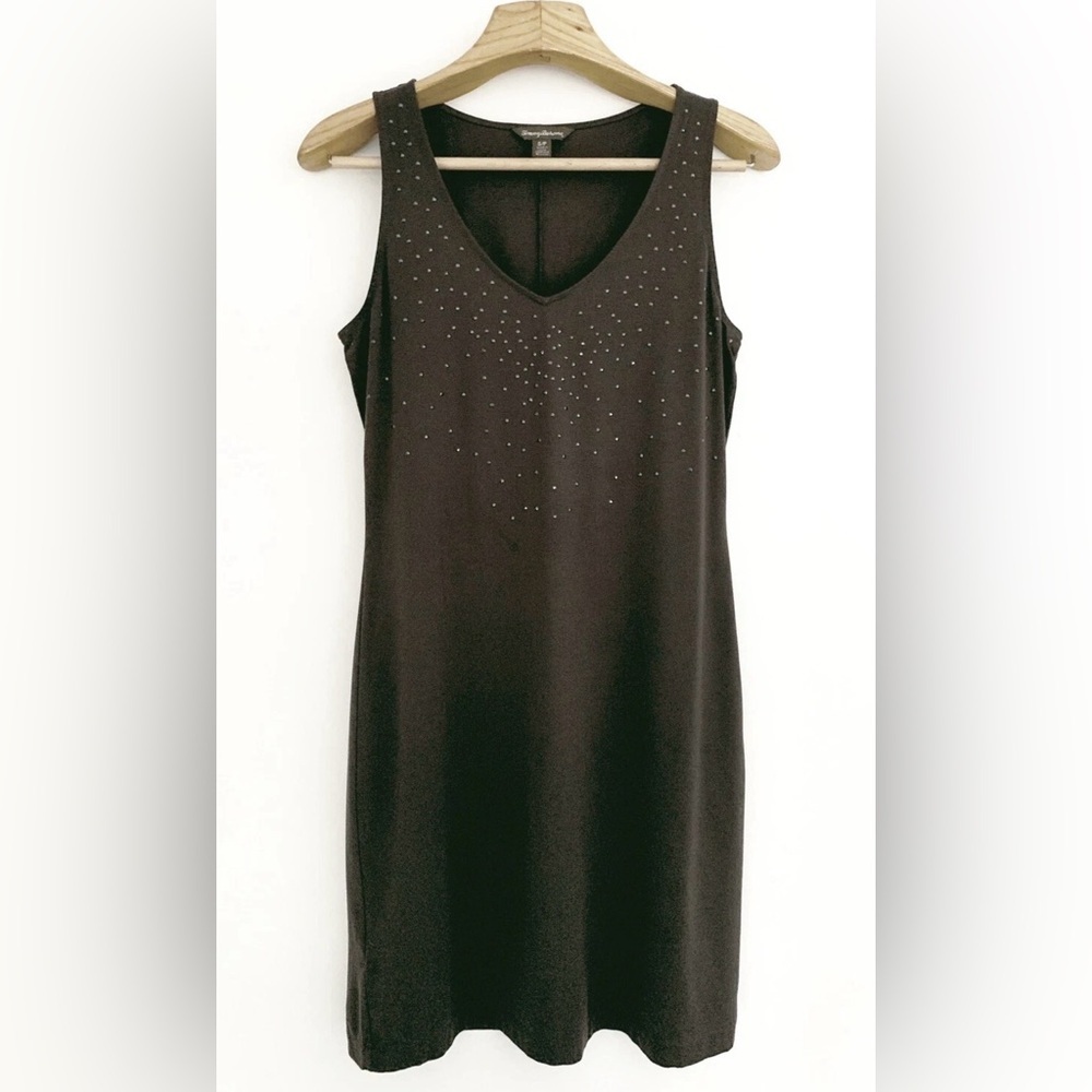 Tommy Bahama Brown Sleeveless V-Neck Dress with Stud Detail